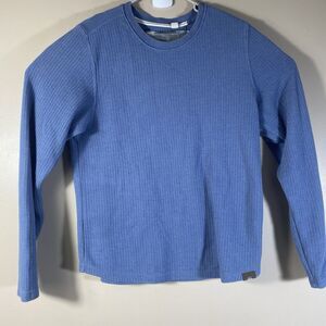 Dakota Grizzly Mens Large Thermal Long Sleeve Shirt  Blue Cotton Blend Waffle